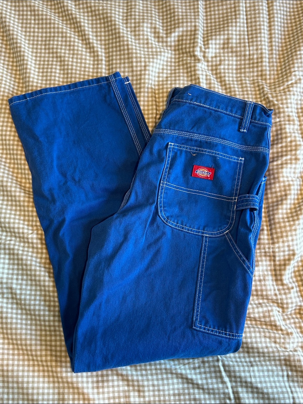 Dickies Straight Leg Pants in Royal Blue with White Contrast Stitching